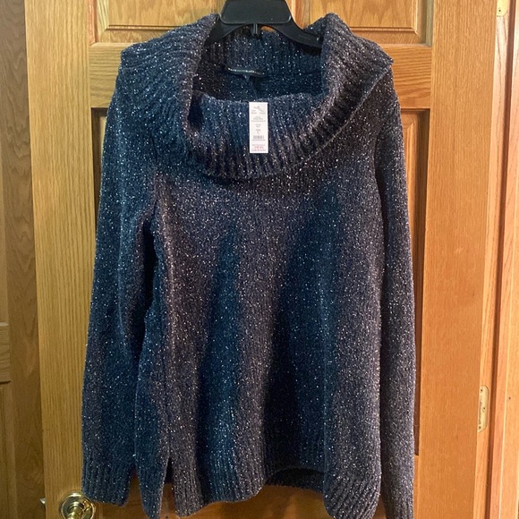 long sleeve chenille ! black metallic sweater gorgeous - Picture 1 of 3